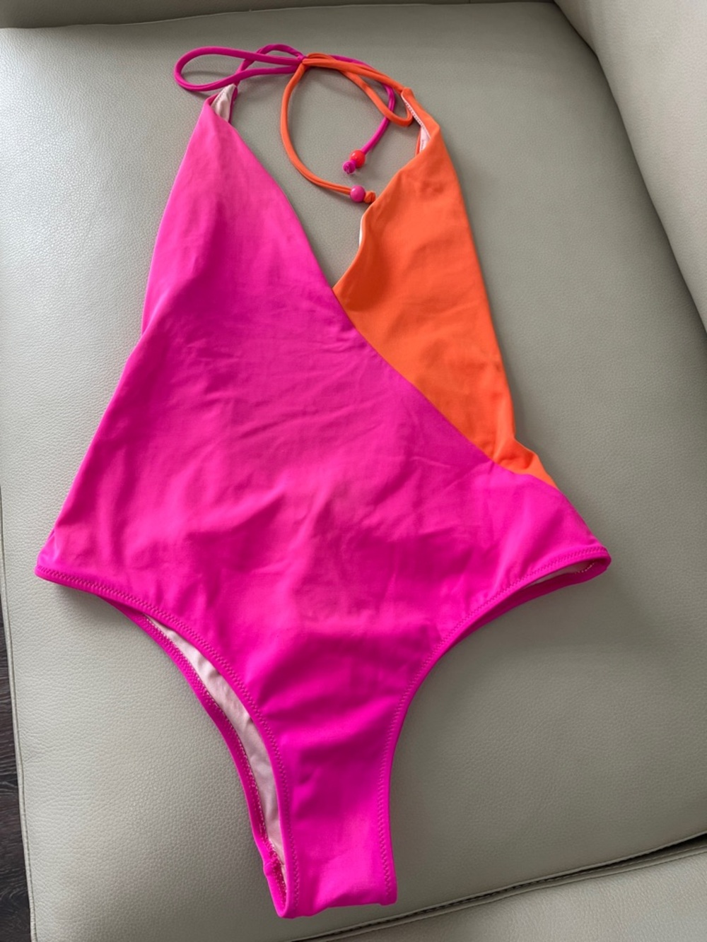 Victoria's Secret Hot Pink and Orange One-Piece Swimsuit